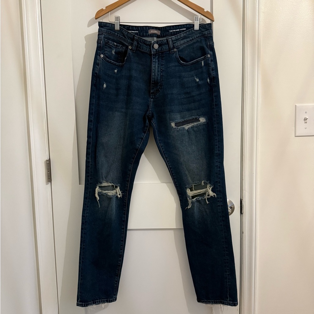 DL1961 Men's Deep Blue Ripped Jeans